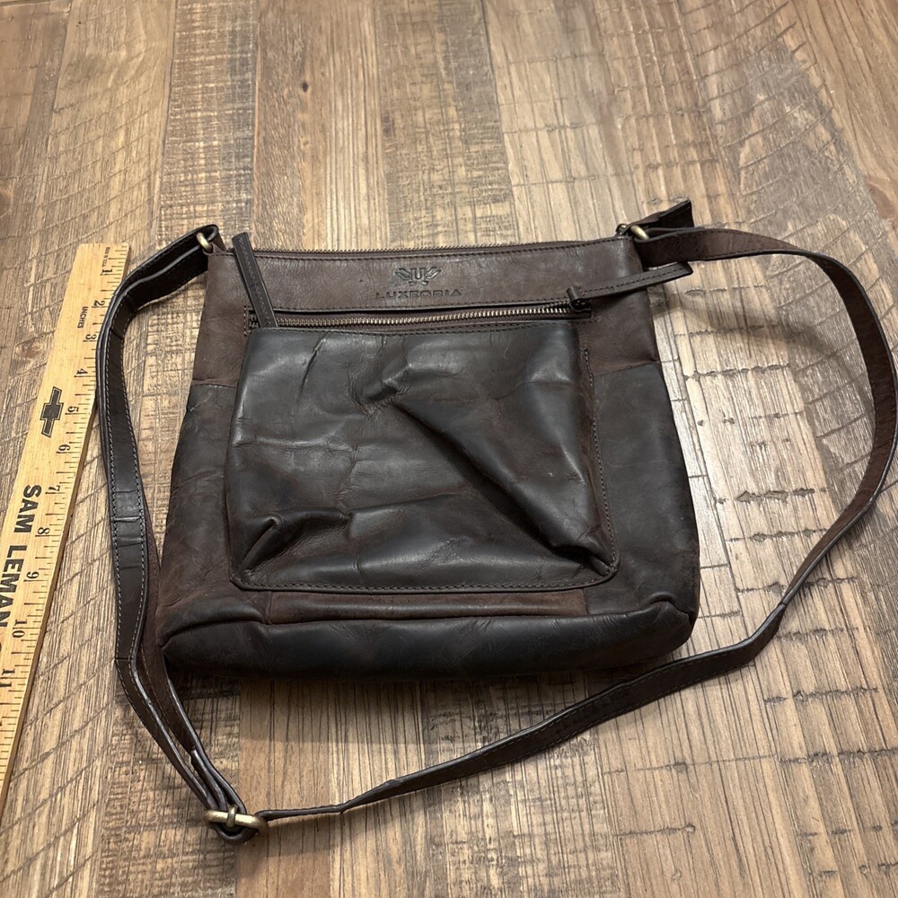 Luxeoria Brown Leather Cross Body Bag - Picture 2 of 8